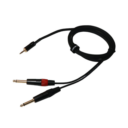 Hawk TMPLU03 3.5mm TRS Male to Dual 6.35mm TS Male Y Cable - 3 Meter (Black)