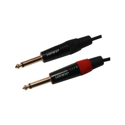 Hawk TMPLU03 3.5mm TRS Male to Dual 6.35mm TS Male Y Cable - 3 Meter (Black)