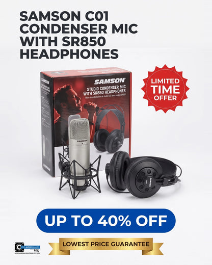 Samson C01 studio condenser microphone and SR850 headphones with the retail box, limited time offer