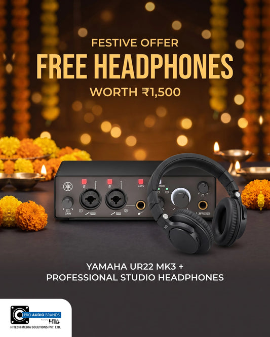 Yamaha UR22 MK3 audio interface with free professional headphones worth Rs.1,500, festive offer, Pro Audio Brands India